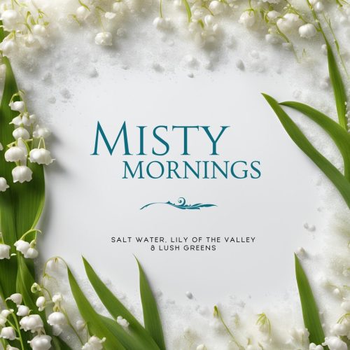 1982 candle co misty mornings 75oz single wick notes salt water morning dew lily of the valley lush greens 830720