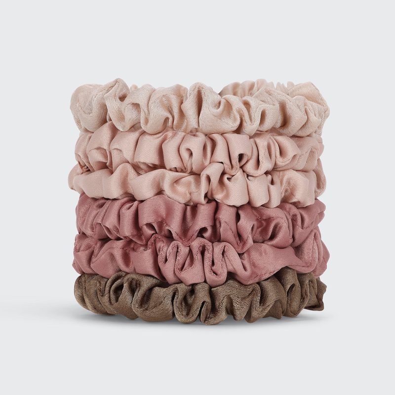 60527 Hair satin ultra petite scrunchies 6pc Terracotta