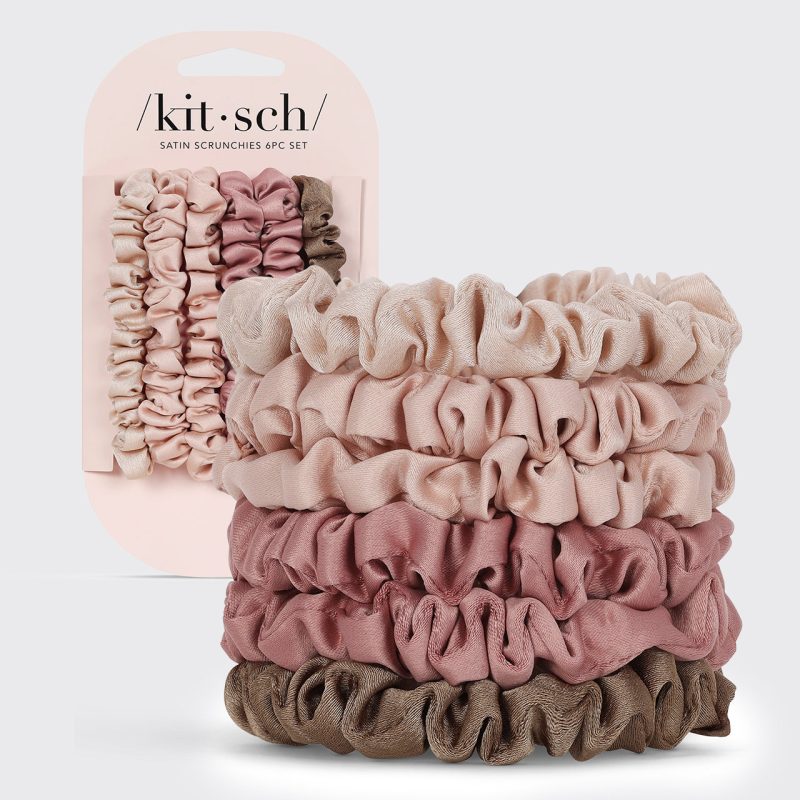 60527 UltraPetiteSatinScrunchies 6pc Hair Terracotta hero