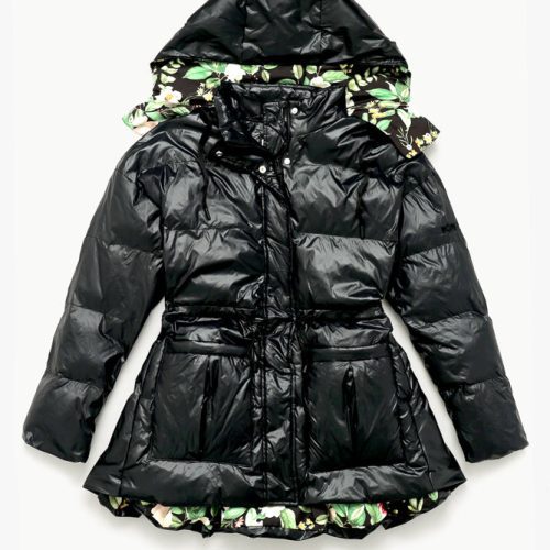 BF PF Pearl Puffer Coat Black Front Edit