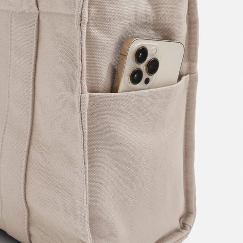 BF PF Sloane Tote Side Pocket Phone Detail Taupe