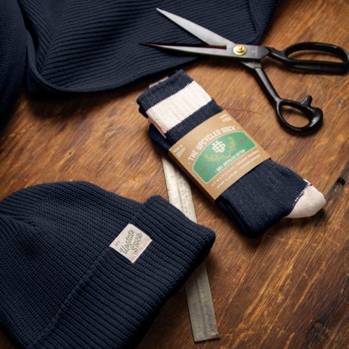 NavyCreativeHorizontalColorMatchUpcycleSock