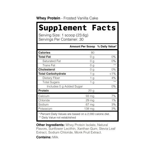 Whey Protein Frosted Vanilla Cake Supplement Facts