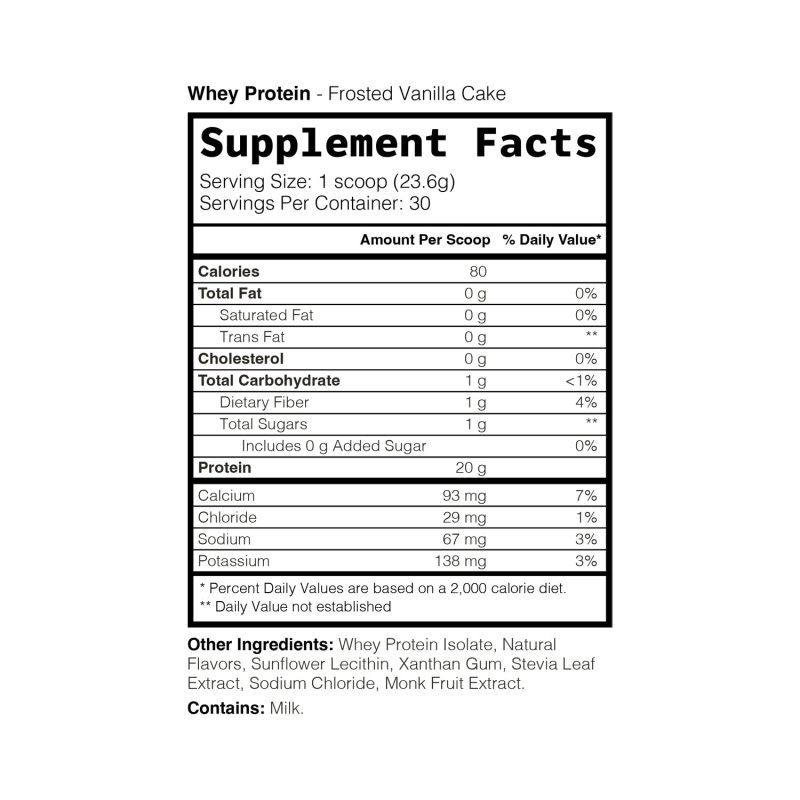 Whey Protein Frosted Vanilla Cake Supplement Facts