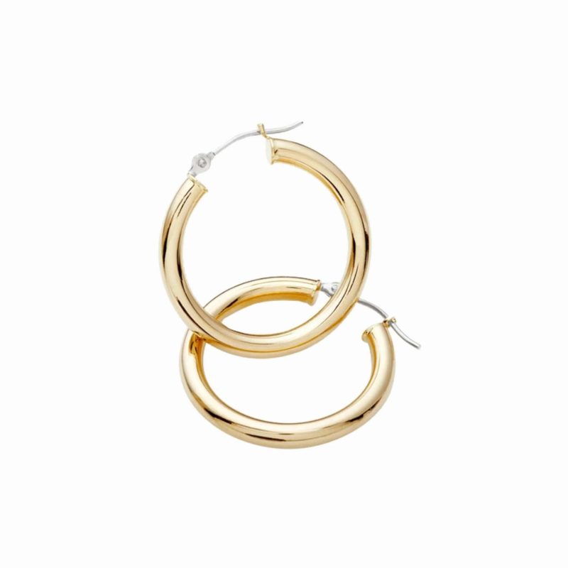 awe inspired earrings 14k yellow gold vermeil 25mm chubby hoop earrings 31120673767476