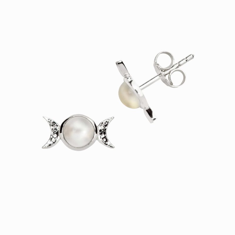 awe inspired earrings sterling silver pair triple moon stud earring 31113969762356