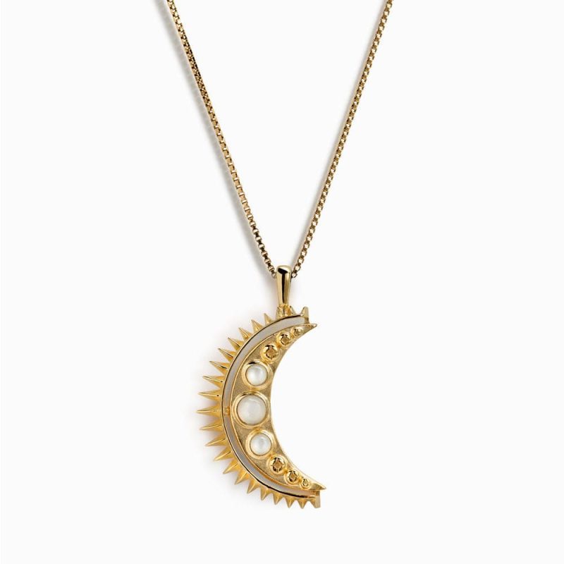 awe inspired necklaces 14k yellow gold vermeil 16 18 moonstone crescent necklace 30982252298292