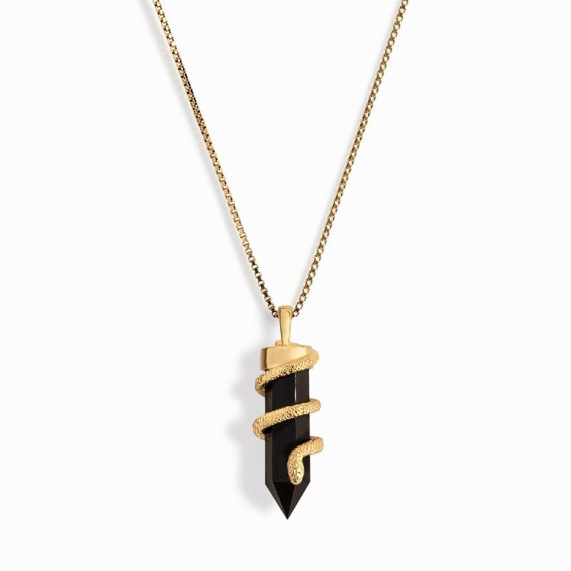 awe inspired necklaces 14k yellow gold vermeil 16 18 onyx crystal snake necklace 30982122242100