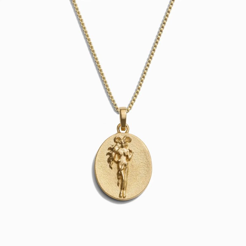 awe inspired necklaces 14k yellow gold vermeil aries standard zodiac goddess necklace 32914537119796