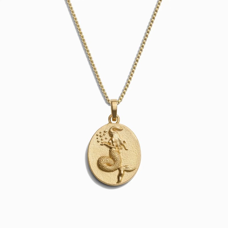 awe inspired necklaces 14k yellow gold vermeil capricorn standard zodiac goddess necklace 32914537250868