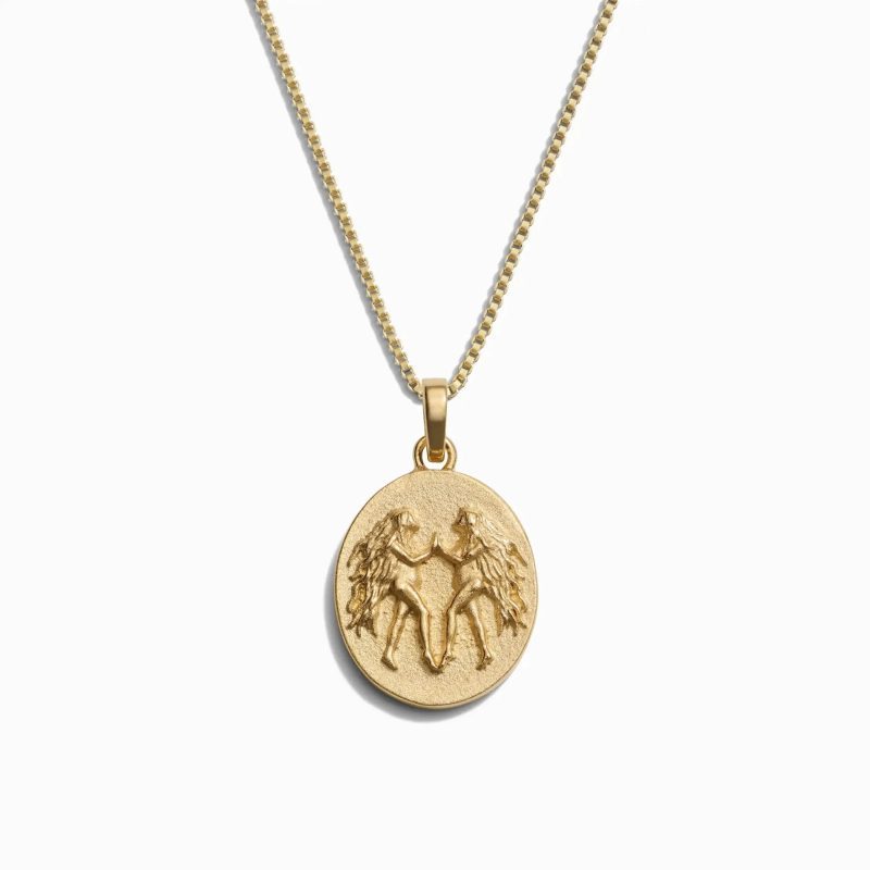 awe inspired necklaces 14k yellow gold vermeil gemini standard zodiac goddess necklace 32914537316404