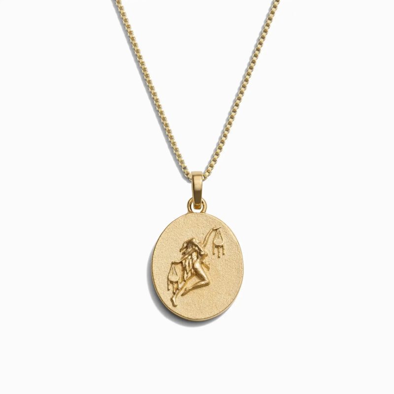 awe inspired necklaces 14k yellow gold vermeil libra standard zodiac goddess necklace 32914537447476