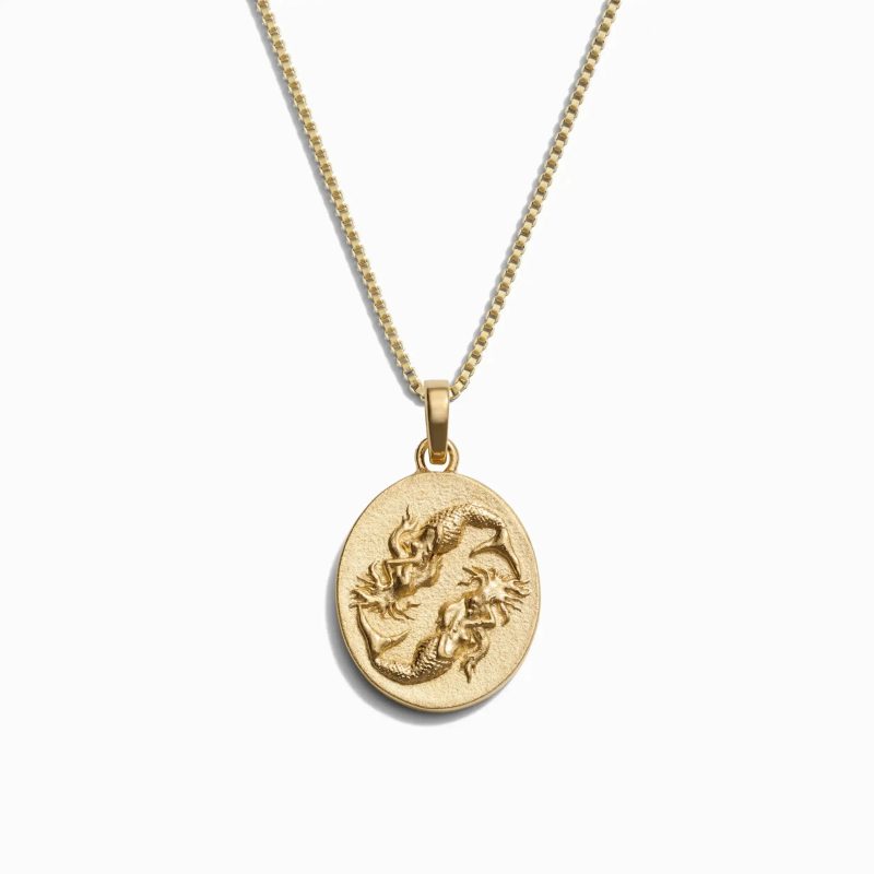 awe inspired necklaces 14k yellow gold vermeil pisces standard zodiac goddess necklace 32914537513012