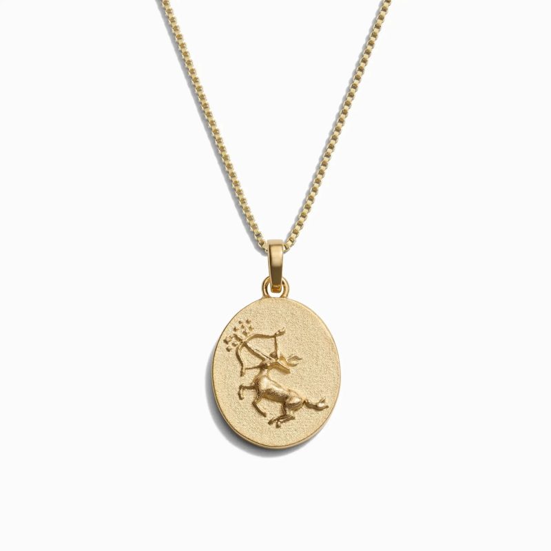 awe inspired necklaces 14k yellow gold vermeil sagittarius standard zodiac goddess necklace 32914537578548