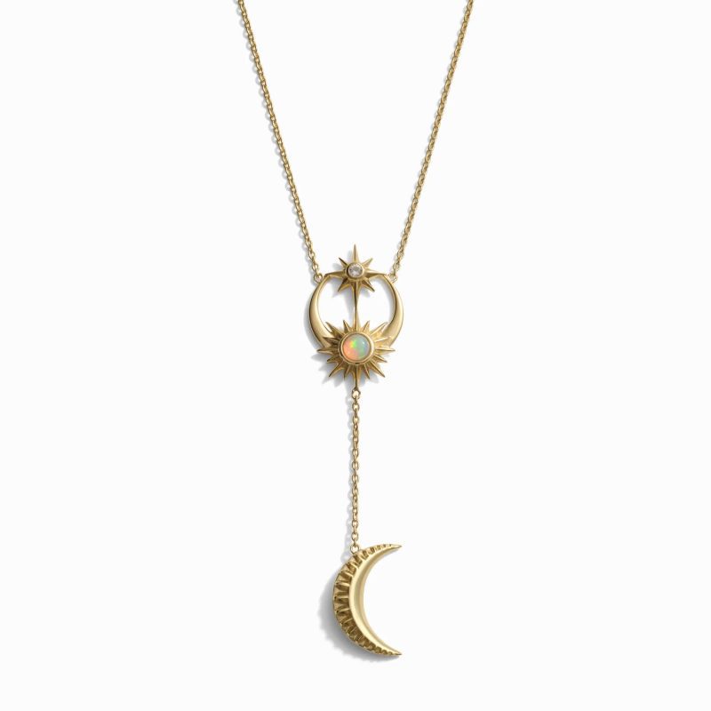 awe inspired necklaces 14k yellow gold vermeil sun moon stars lariat necklace 30834623021108