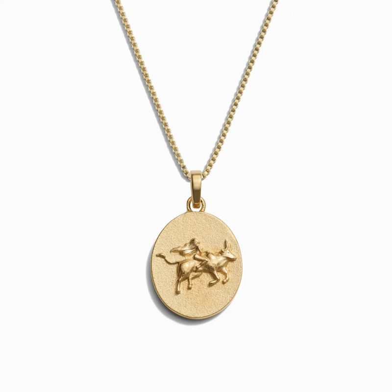 awe inspired necklaces 14k yellow gold vermeil taurus standard zodiac goddess necklace 32914537709620