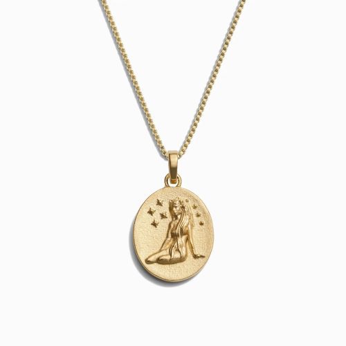 awe inspired necklaces 14k yellow gold vermeil virgo standard zodiac goddess necklace 32914537775156