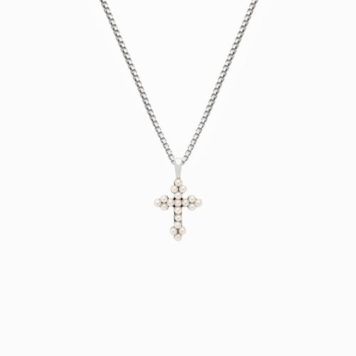 awe inspired necklaces sterling silver 16 18 pearl cross necklace 30984332705844