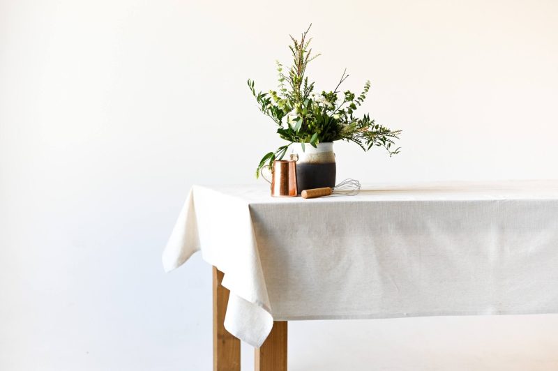 galley fen neutral linen tablecloth 287083