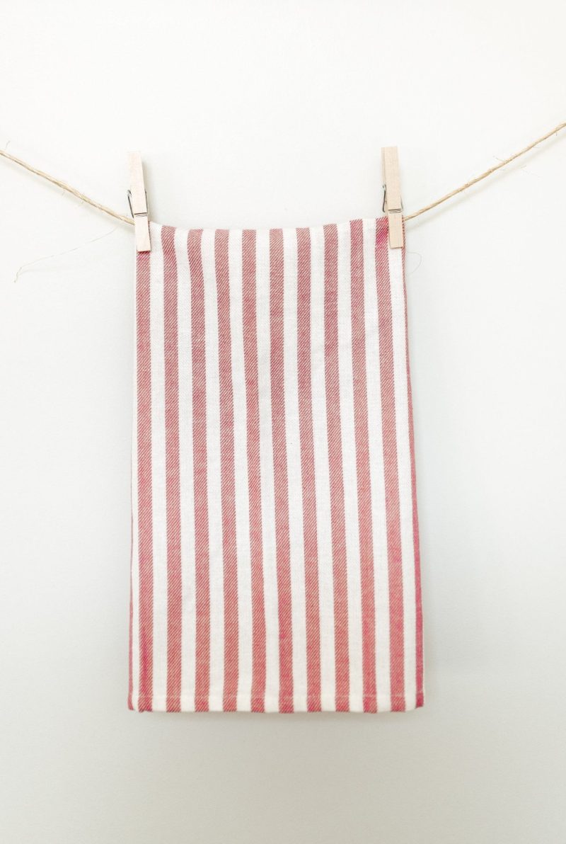 galley fen red french stripe dish towel 445546