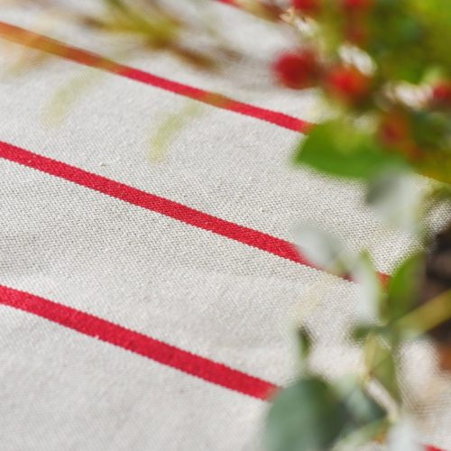 galley fen red stripe linen tablecloth 125178