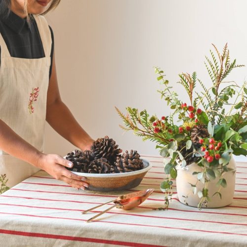 galley fen red stripe linen tablecloth 321848