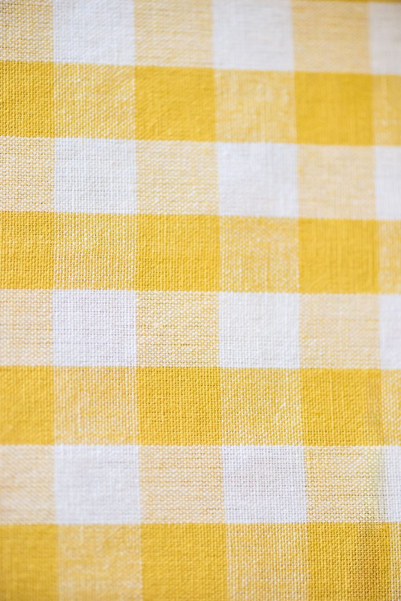 galley fen yellow ruffled gingham table runner 156977