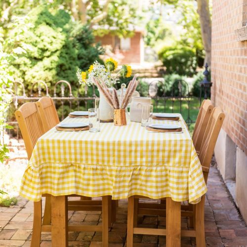 Galley & Fen Yellow Ruffled Gingham Tablecloth