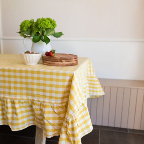 Galley & Fen Yellow Ruffled Gingham Tablecloth