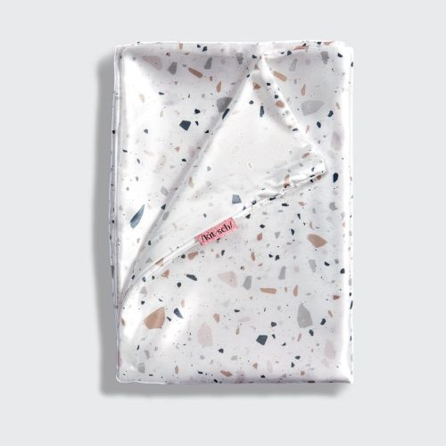 kitsch satin pillowcase white terrazzo 500407