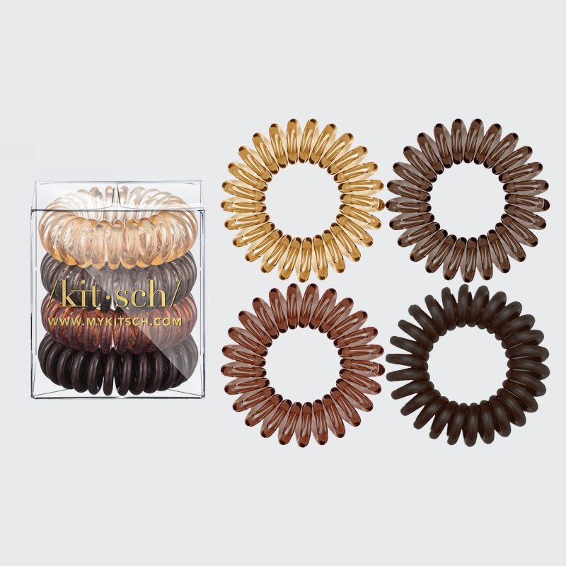 kitsch spiral hair ties 4 pc brunette 355100