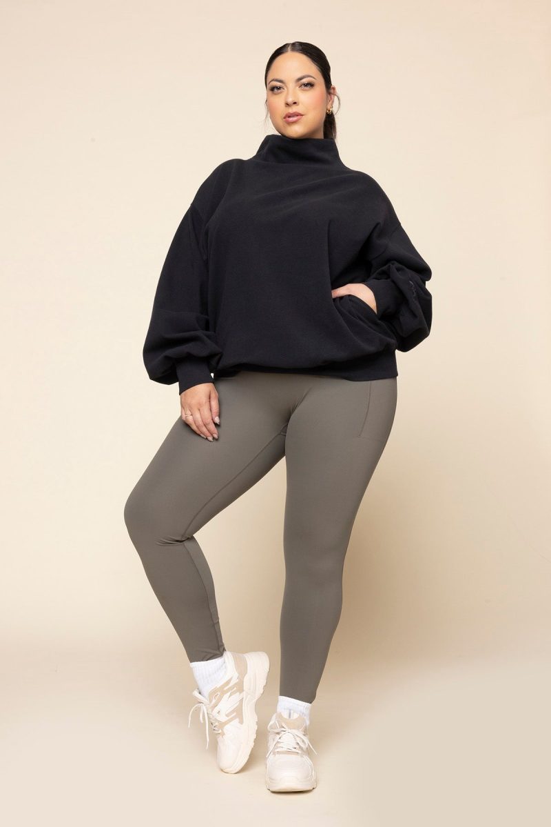 popflex ooey gooey mockneck sweatshirt with pockets black 220057