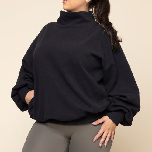 popflex ooey gooey mockneck sweatshirt with pockets black 526000