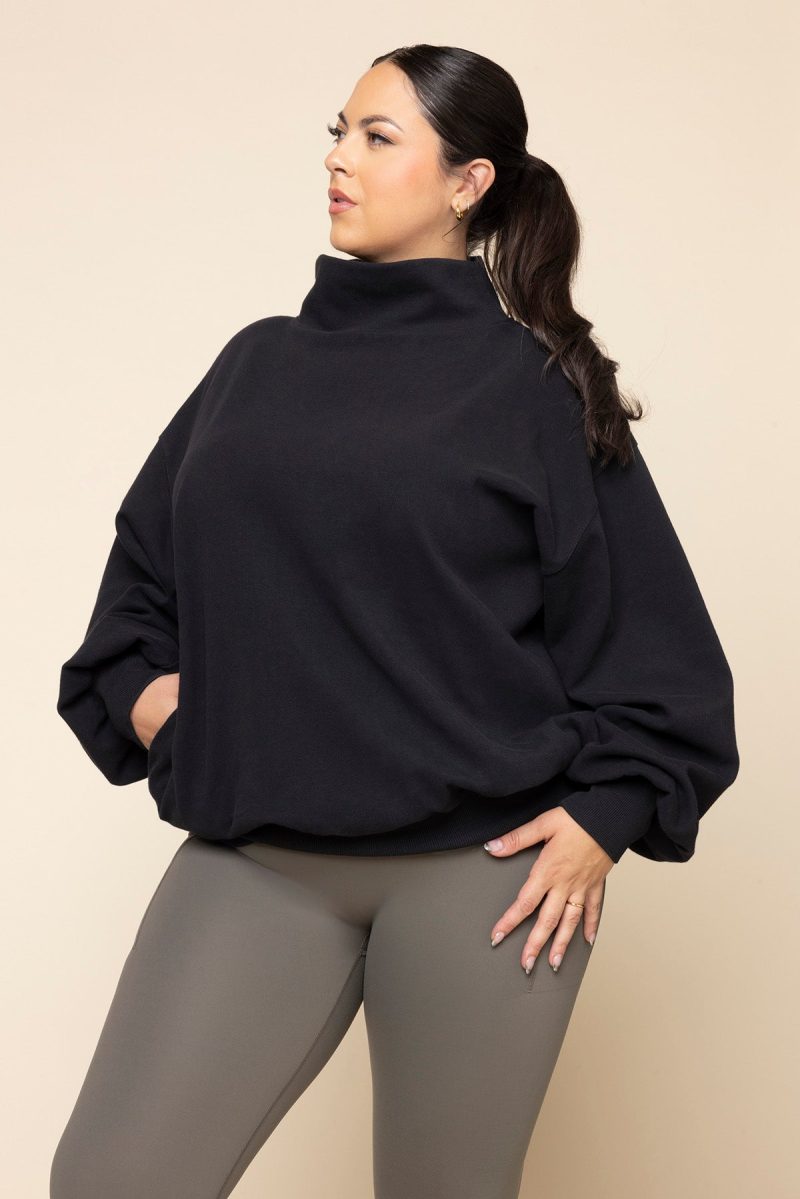 popflex ooey gooey mockneck sweatshirt with pockets black 526000