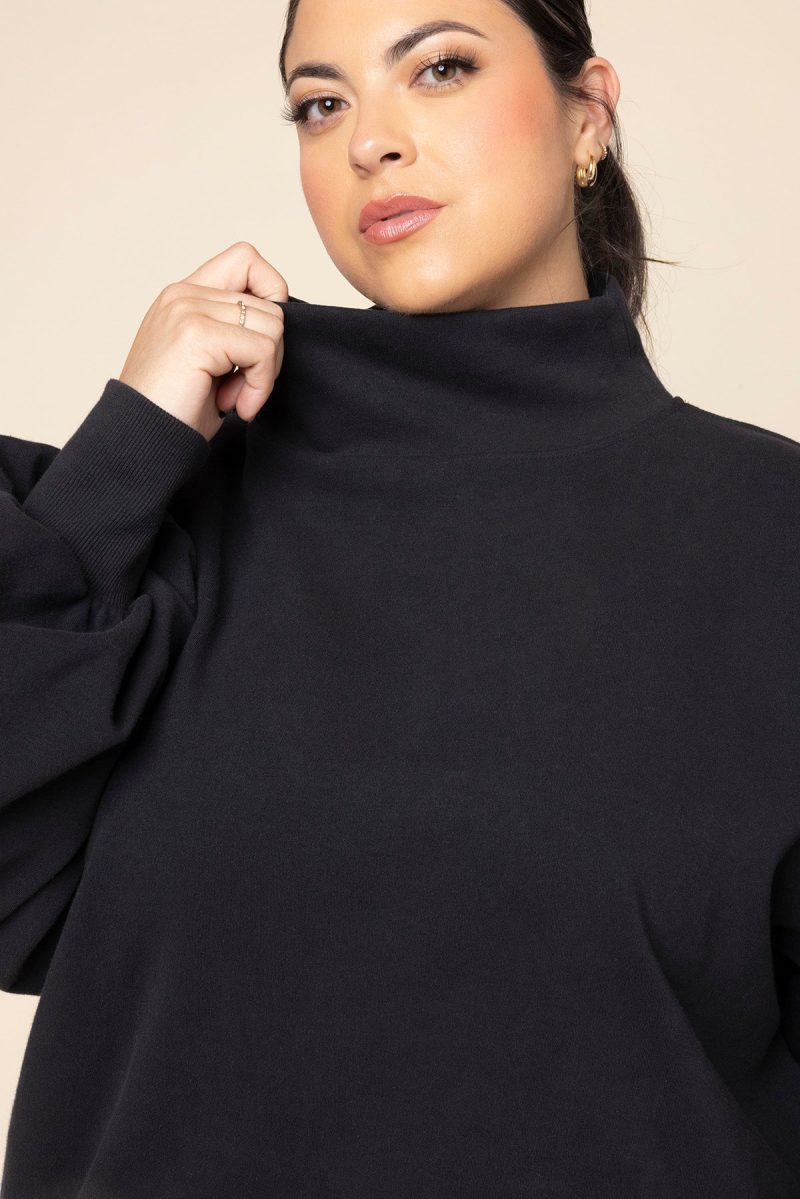 popflex ooey gooey mockneck sweatshirt with pockets black 686762