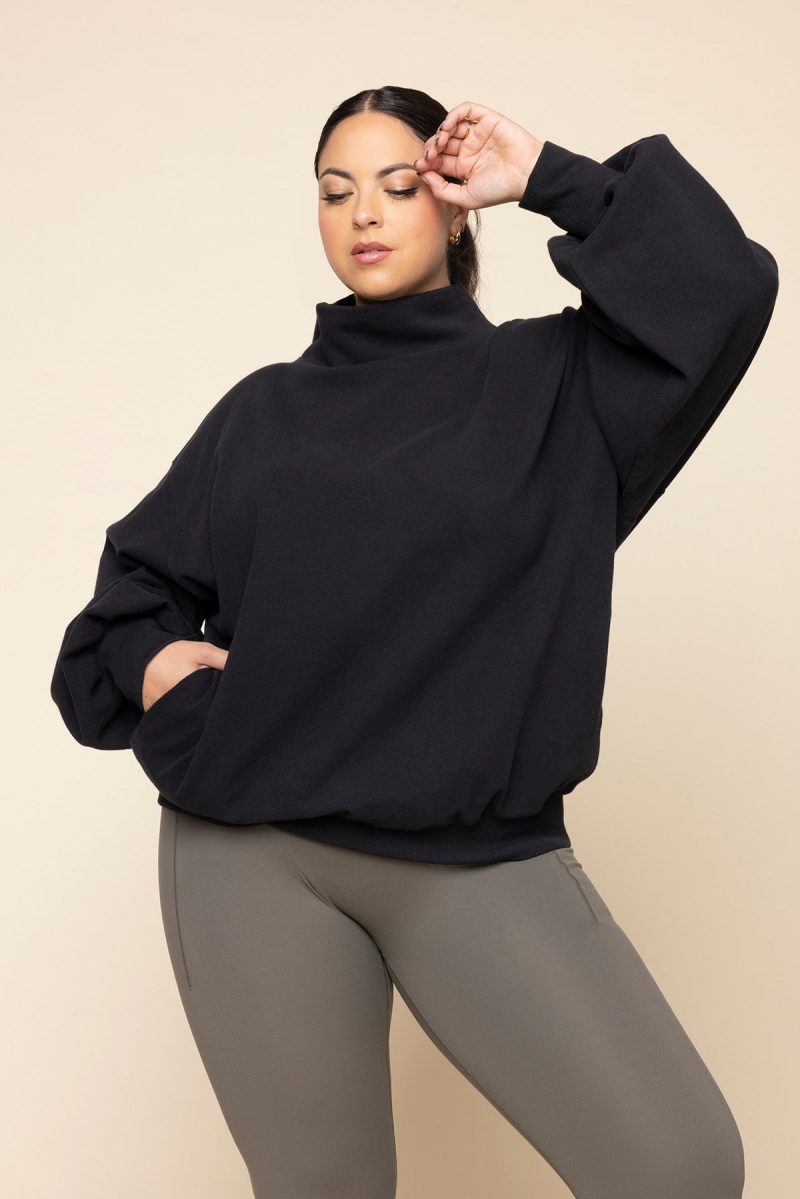 popflex ooey gooey mockneck sweatshirt with pockets black 851039