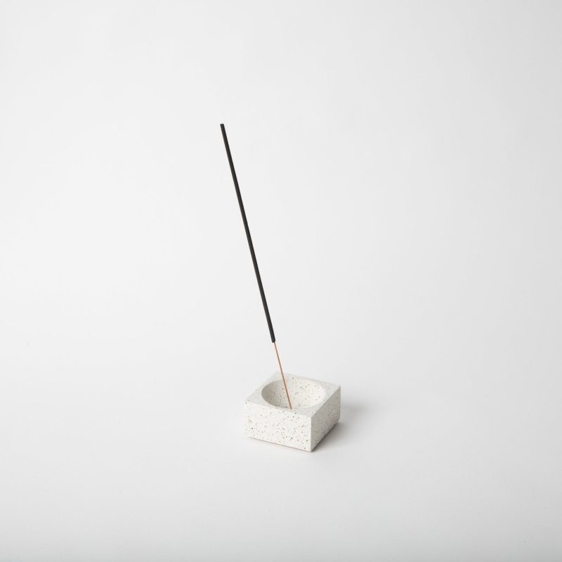 pretticool square incense holder white terrazzo 644681