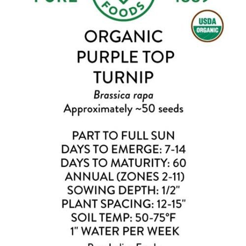 pure indian foods organic purple top turnip seeds 140127