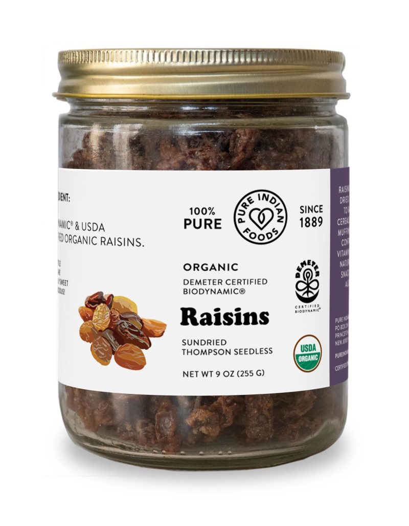 pure indian foods raisins sun dried thompson seedless certified organic 9 oz 259580