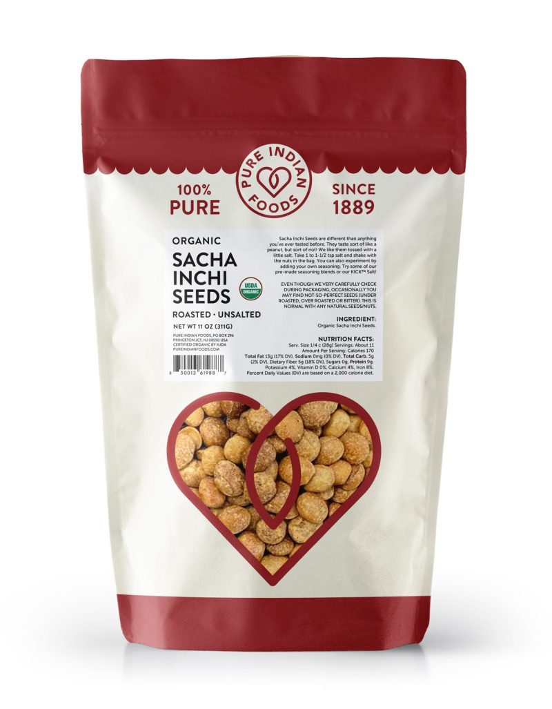 pure indian foods sacha inchi seeds roasted unsalted certified organic 11 oz 705545