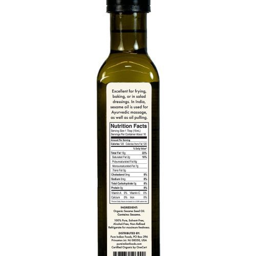 pure indian foods sesame oil virgin certified organic 250 ml 322123