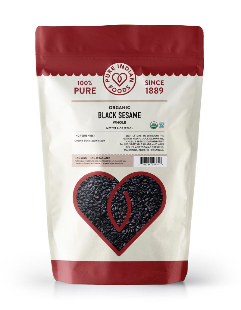 pure indian foods sesame seeds black certified organic 8 oz 300700