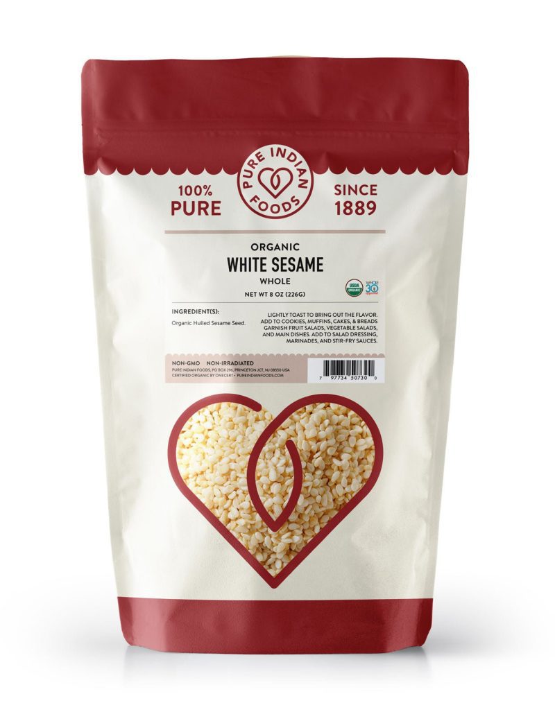 pure indian foods sesame seeds white certified organic 8 oz 893483