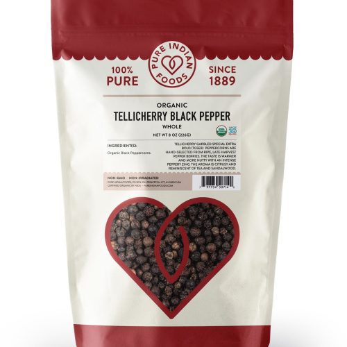 Pure Indian Foods Tellicherry Special Extra Bold Peppercorns, Certified Organic