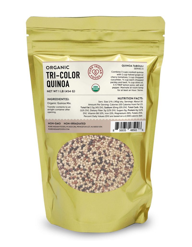 pure indian foods tri colored quinoa certified organic 1 lb 711007