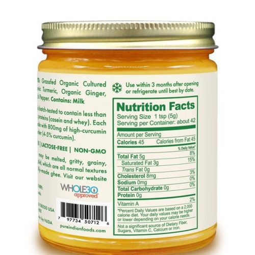 pure indian foods turmeric superghee grassfed certified organic 75 oz 807488