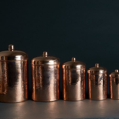 sertodo copper kitchen canisters complete 5 piece set 113152