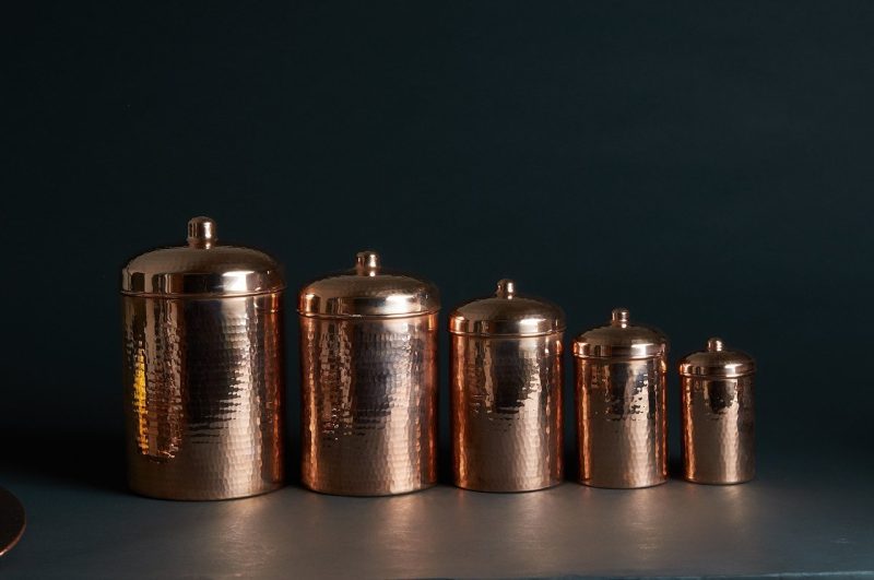 sertodo copper kitchen canisters complete 5 piece set 113152