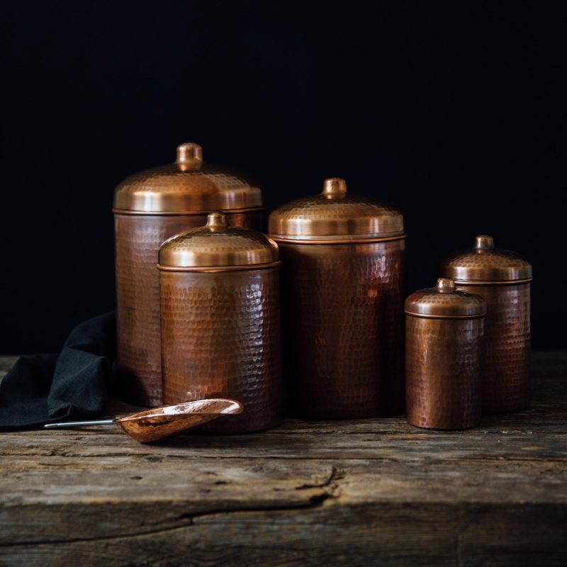 Sertodo Copper Kitchen Canisters - Complete 5 piece Set