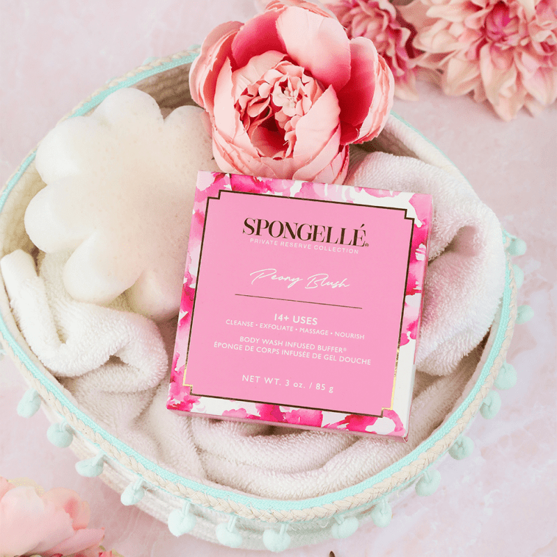 spongelle peony blush boxed flower 188353